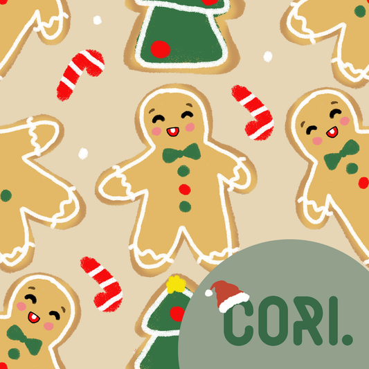 Lovely seamless Christmas ginger bread cookie pattern on a beige  background (extended license)