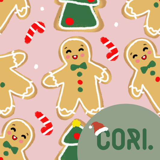 Lovely seamless Christmas ginger bread cookie pattern on a pink background (extended license)